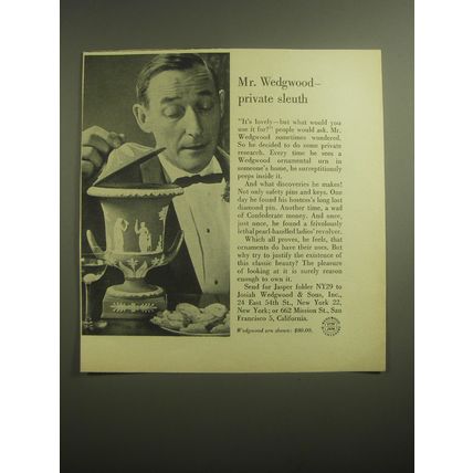 1959 Wedgwood Ornamental Urn Ad - Mr. Wedgwood - private sleuth