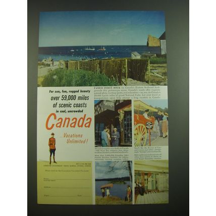 1956 Canada Tourism Ad - For sun, fun, rugged beauty over 59,000 miles