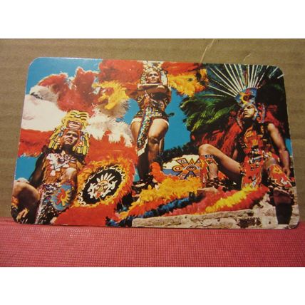 AZTEC NATIVE COSTUMES, Mexico used postcard 1985 pm with 2 stamps