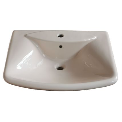Roca Sydney 65cm semi-recessed 1TH Basin re-fired SOFT CREAM
