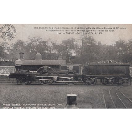 LNWR Three Cylinder Compound Euston To Carlisle 1895 History Antique Train Postc