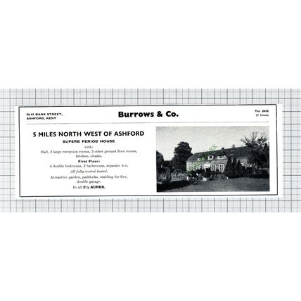 Ashford Kent House Sale Advert - 1969 Cutting