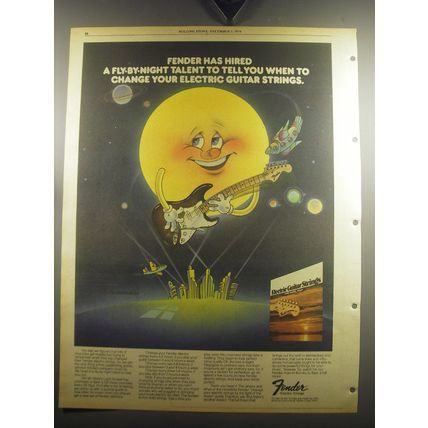 1974 Fender Electric Guitar Strings Ad - Fender has hired a fly-by-night talent
