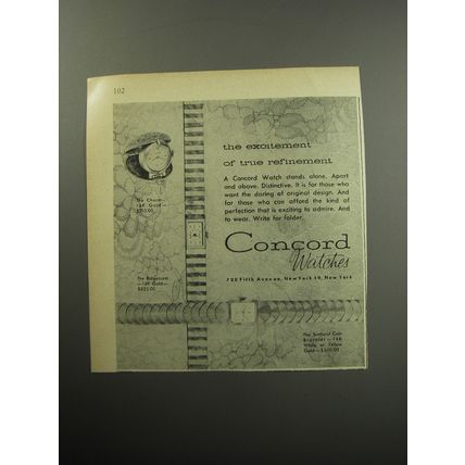 1957 Concord Watches Advertisement - Charm, Ridgecrest and Sunburst Coin