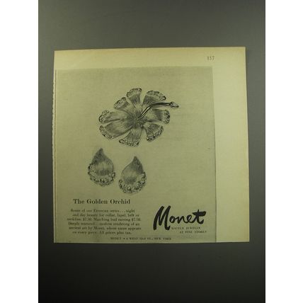 1957 Monet Jewelry Advertisement - The golden orchid