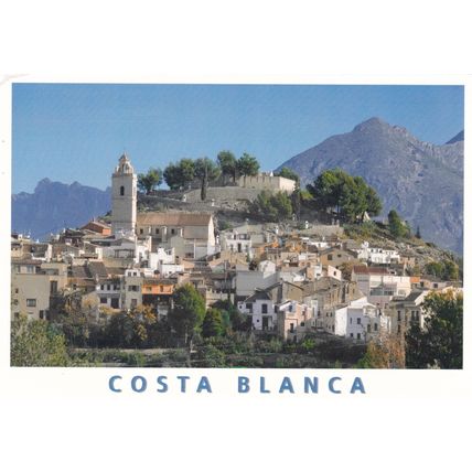 Poplop Costa Blanca Spain Postcard posted 2015 crease