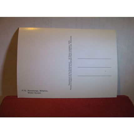 WINTER SUNSET, STONEHENGE, Wiltshire, ...unused postcard 1973 dept. enviroment =