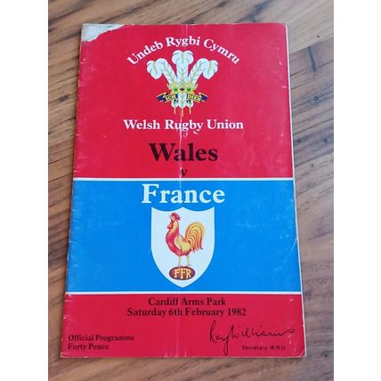 1982 Wales v France Rugby Union Programme & Ticket, Cardiff Arms, Five Nations