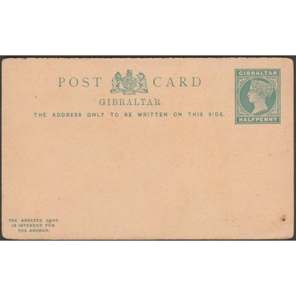 Postal Stationery, Halfpenny, Gibraltar, c.1880s - Pre-Paid Postcard