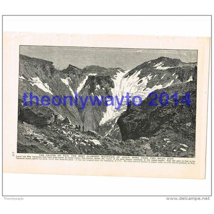 CRATER OF MOUNT FUJI, JAPAN, BOOK ILLUSTRATION, HARMSWORTH c1907
