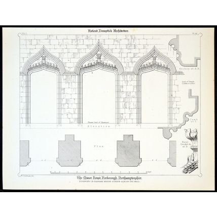 MANOR HOUSE, NORBOROUGH, NORTHAMPTONSHIRE 1890 Francis Dollman LITHOGRAPH #46