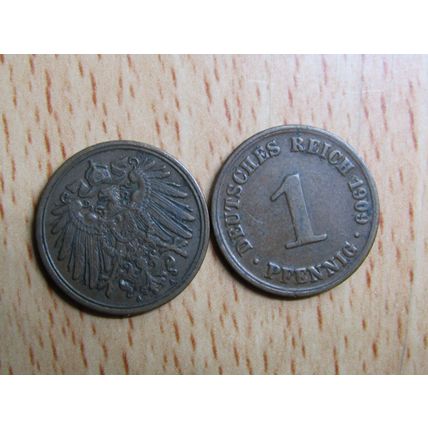 1909a 1 Pfennig Germany Empire Coin