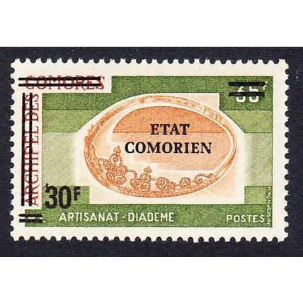 Comoro Is. Diadem Ovpt 'Etat Comorien' 30 Fr on 35 Fr 1975 MNH MI#221 Sc#142
