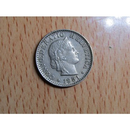Switzerland 1951 20 Rappen Coin