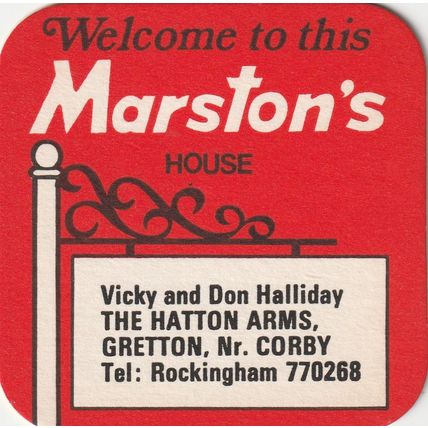 BEER MAT - MARSTONS BREWERY - THE HATTON ARMS, GRETTON - (Cat No 152) - (1979)