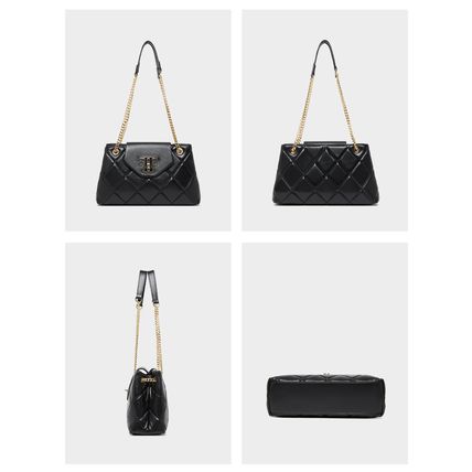 Genuine Leather Women Shoulder Bag Black