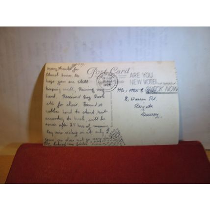 JOHN BUNYAN'S VESTRY CHAIR, BEDFORD used postcard RP by J. Salmon 1954 pm =
