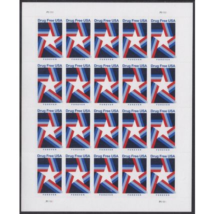 Drug Free USA Pane of 20 Current Rate Postage Stamps Scott 5542