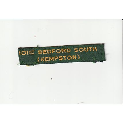 Scout Nametape UK-101st Bedford South (Kempston) - Yellow - Ribbon Used (BZ252)