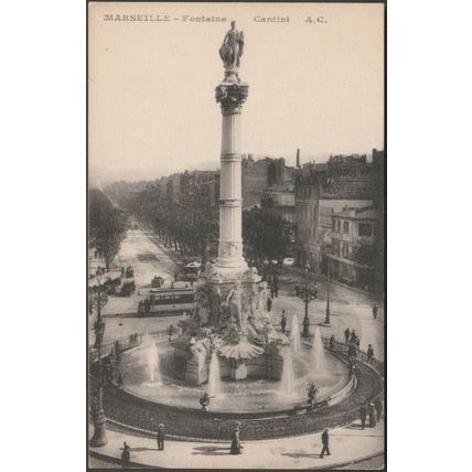 Fontaine Cantini, Marseille, c.1910s - AC CPA