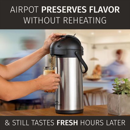 Coffee Carafe with Pump - 102Oz / 3L Airpot 12 Hours Large Carafe Hot Cocoa Disp