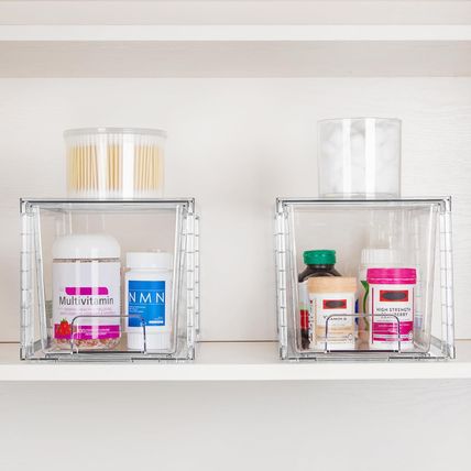 Vtopmart 4 Pack Large Stackable Storage Drawers,Easily Assemble Acrylic Bathroom