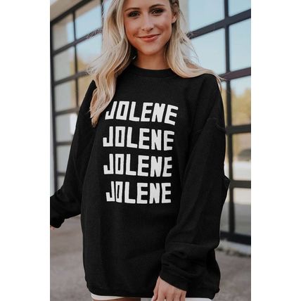 Black JOLENE Ribbed Corded Oversized Sweatshirt
