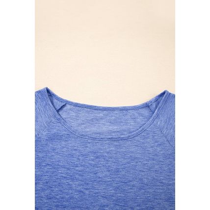 Dusk Blue Ruffled Short Sleeve Plus Size Casual Blouse