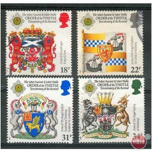 GB stamps 1987 used set - SG 1363-1366 - 300th Anniv Order of Thistle