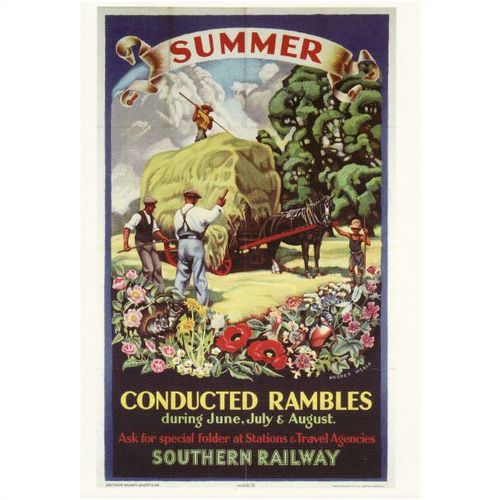 Railway Poster Art Postcard SR Summer Conducted Rambles 1935 Southern