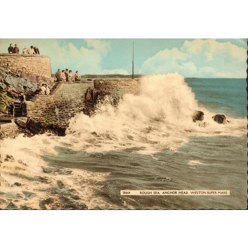 Vintage British PC 1962 - Rough Sea, Anchor Head, Weston-super-mare, Somerset