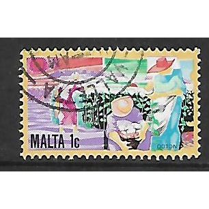 MALTA 1981 HISTORY MALTESE INDUSTRY 1c COTTON PRODUCTION SG 668 FINE USED