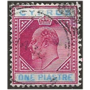 Cyprus 1904 SG64 1pi Carmine & Blue Fine Used . .. .