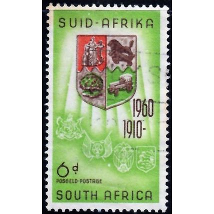 South Africa, 1960 6d Arms of the Union, SG 180 (Scott #237), used