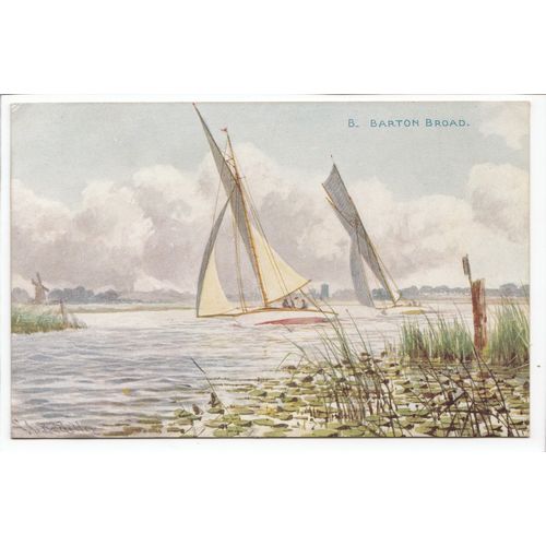 Barton Broad Norfolk Artist S J Batchelder Postcard