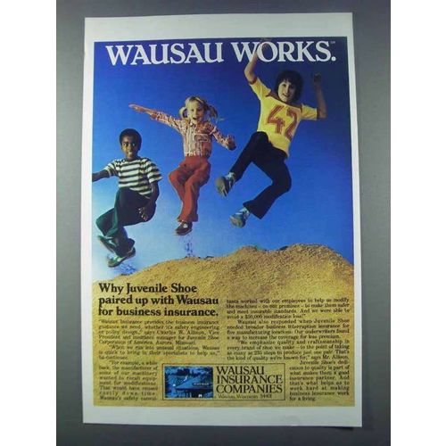 1981 Wausau Insurance Ad - Juvenile Shoe Paired Up