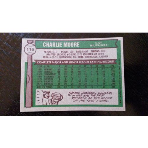 1976 Topps Card # 116 Charlie Moore Very Good (3) Milwaukee Brewers