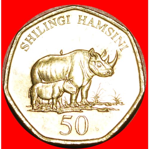 RHINOCEROS: TANZANIA ★ 50 SHILINGI 1996 MINT LUSTER! LOW START ★ NO RESERVE!