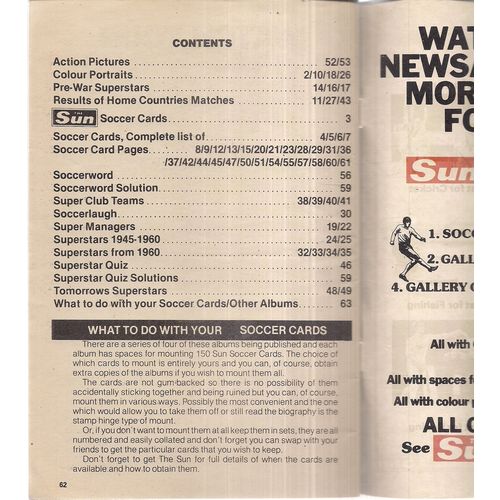 THE SUN GALLERY OF SUPERSTARS SOCCERCARD ALBUM no3 1978/79 unused 62 pages