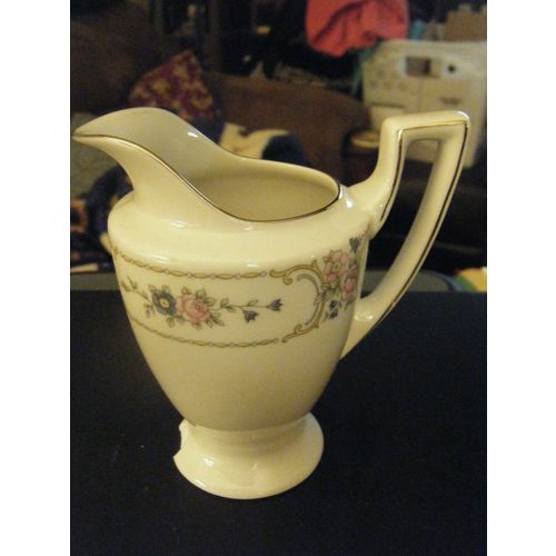 Vintage Johann Haviland Art Deco Style Pink & Blue Floral Swag Creamer Pitcher