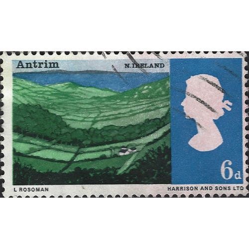 GB, Antrim, Northern Ireland, blue 1966, 6d, #3