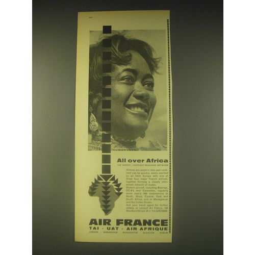 1962 Air France Airline Ad - All over Africa