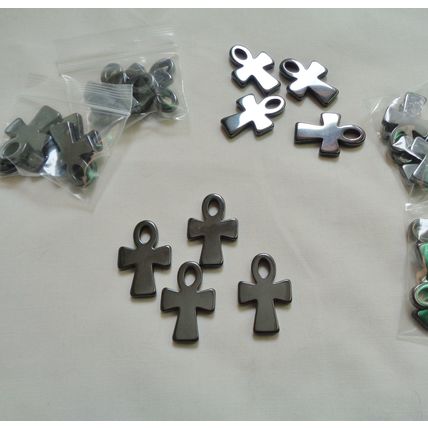 Hematite Ankh Charm Pendant 4 Pieces 30mm Crafting Jewelry