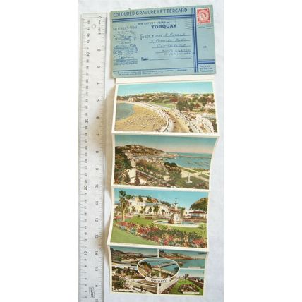 1950s coloured gravure lettercard Six latest views of Torquay
