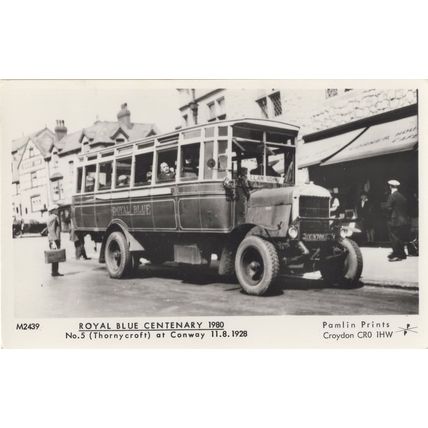 Thornycroft Royal Blue Centenary Old Bus Tram Parade Postcard