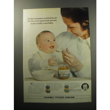 1972 Gerber Baby Food Ad - Gerber prepares strained foods