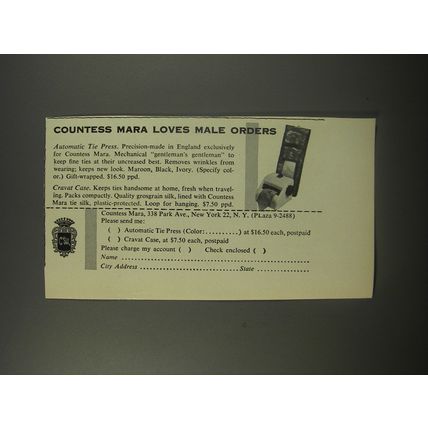 1956 Countess Mara Automatic Tie Press Ad - Countess Mara Loves Male Orders