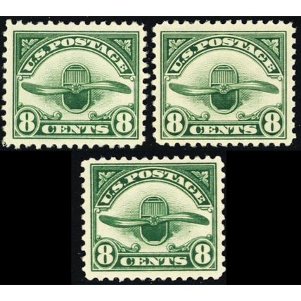 C4, Mint NH 8¢ Group Of Three Stamps SCV $105.00 - Stuart Katz