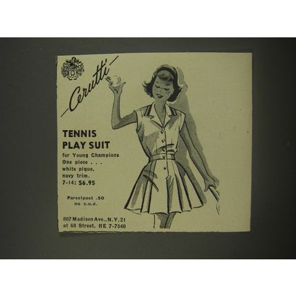 1956 Cerutti Fashion Ad - Tennis Play Suit