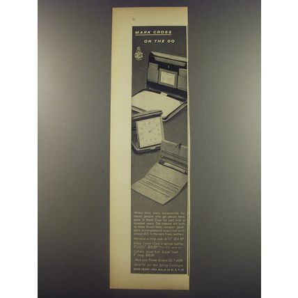 1956 Mark Cross 8-Day Travel Clock and Jewel Roll Advertisement